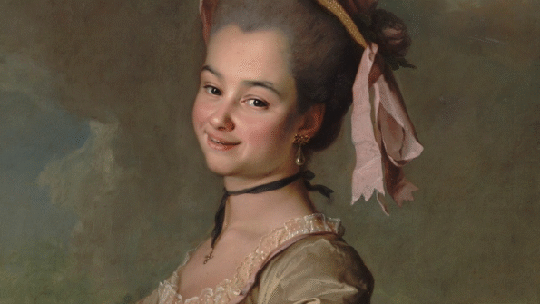Дмитрий Левицкий, «Портрет Екатерины Нелидовой», 1773 год, Русский музей, Санкт‑Петербург, Россия. Деталь.